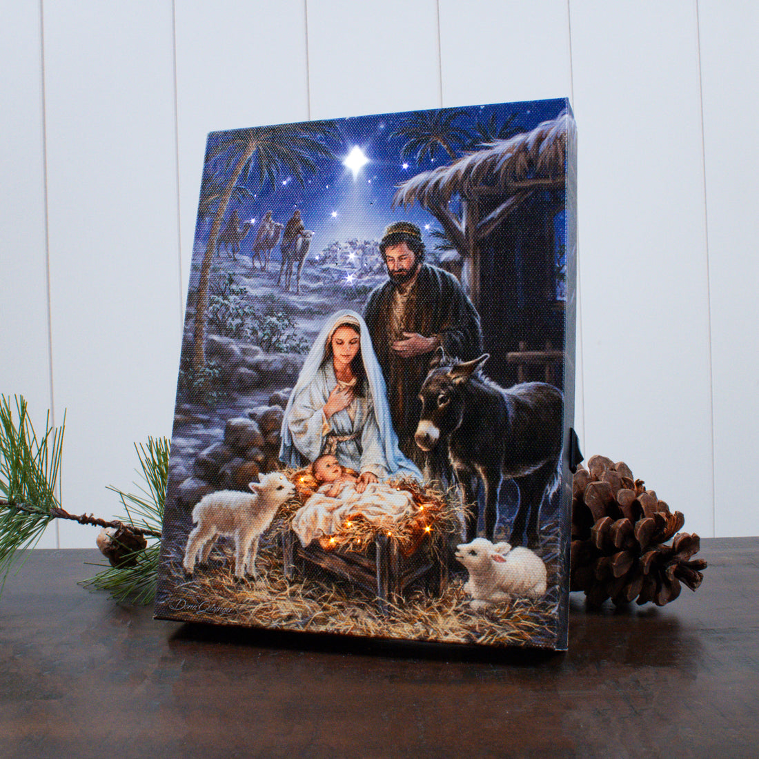 A Savior is Born 8x6 Lighted Tabletop Canvas