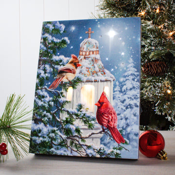 Little Cardinal Chapel 8x6 Lighted Tabletop Canvas