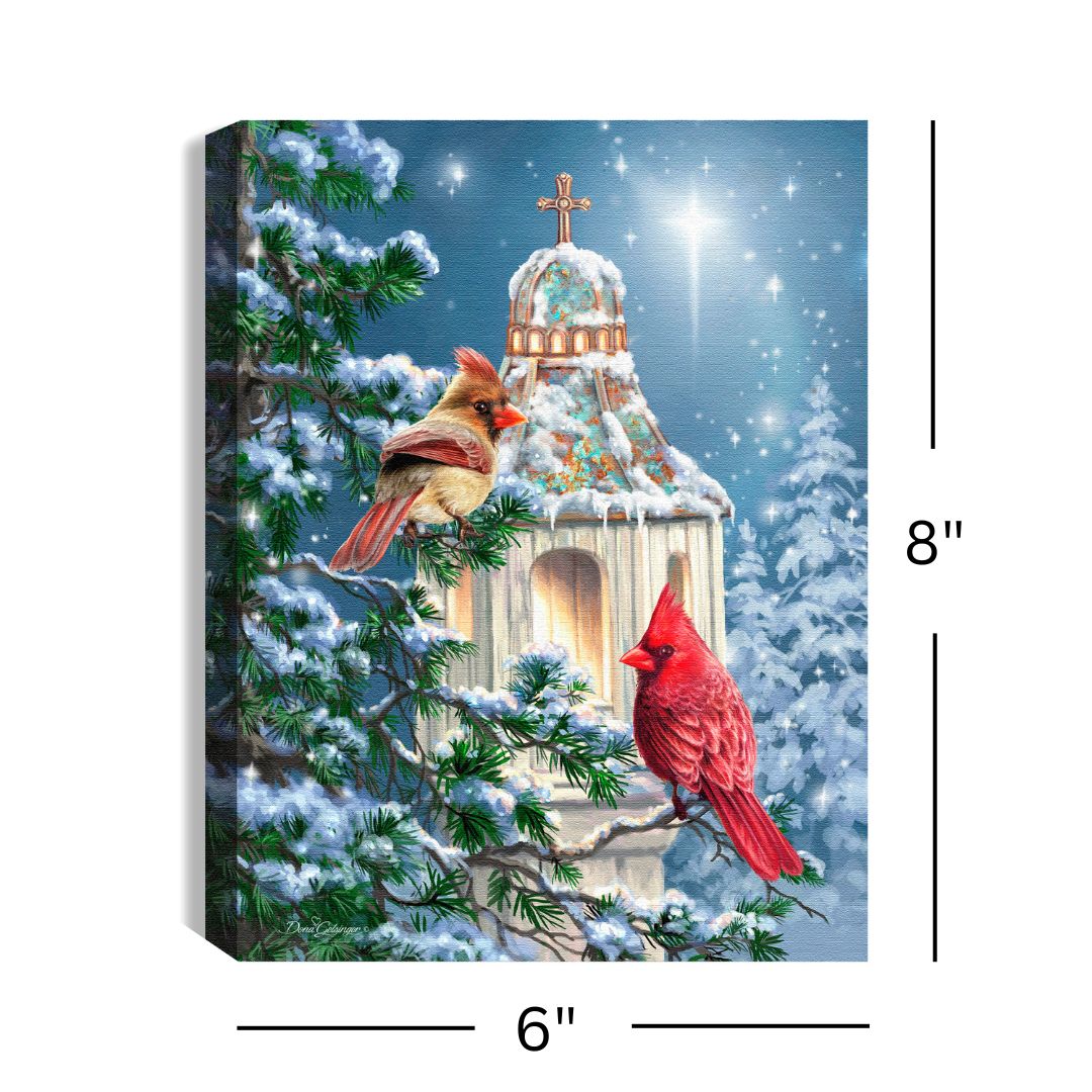 Little Cardinal Chapel 8x6 Lighted Tabletop Canvas