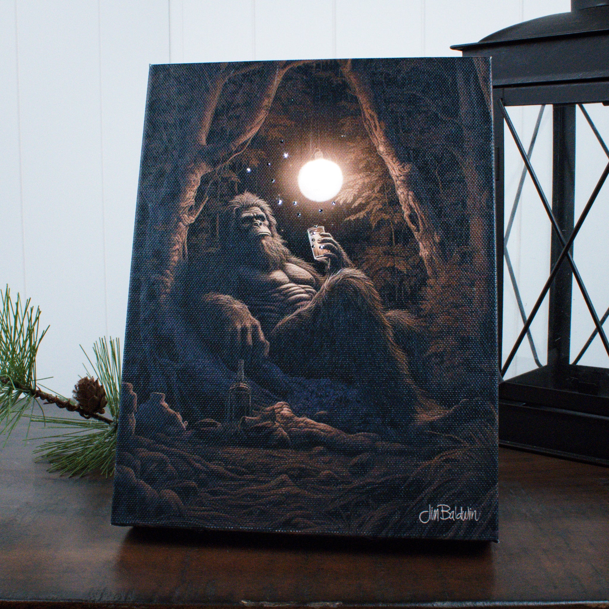 Whiskey Moonlight 8x6 Lighted Tabletop Canvas