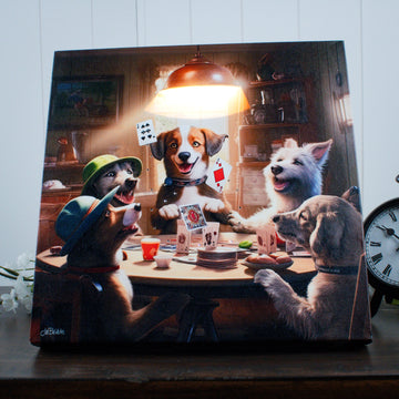 Poker Dogs 10x10 Lighted Fiber Optic Canvas
