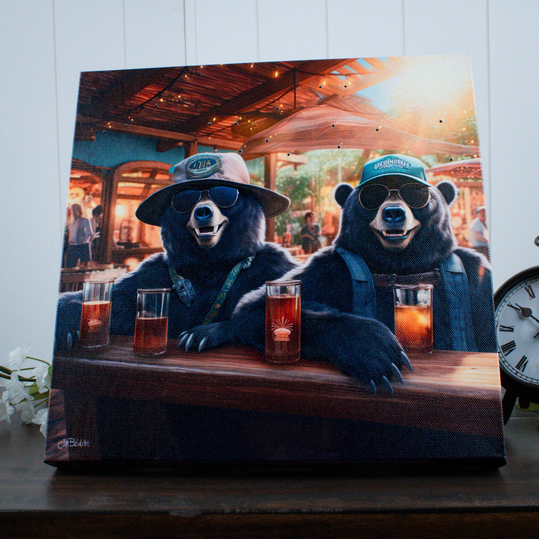 Just a Couple of Bears 10x10 Lighted Fiber Optic Canvas