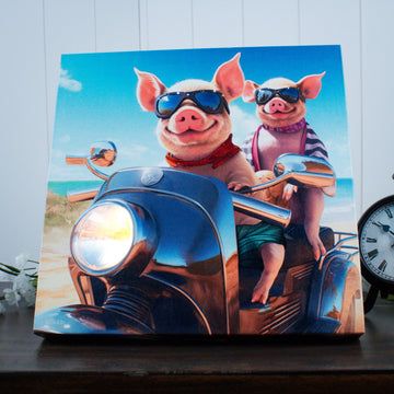 Piglets Bike 10x10 Lighted Fiber Optic Canvas