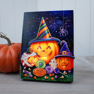 Pumpkin Trio 8x6 Lighted Tabletop Canvas