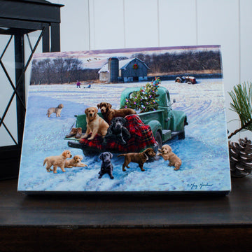 Pups and Pick up 8x6 Lighted Tabletop Canvas