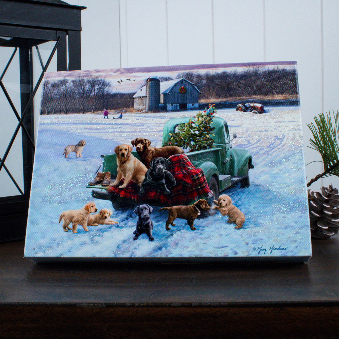 Pups and Pick up 8x6 Lighted Tabletop Canvas