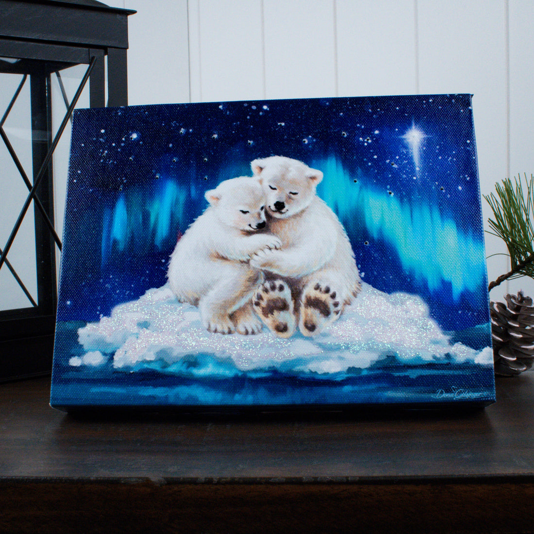 Polar Bears in Love 8x6 Lighted Tabletop Canvas