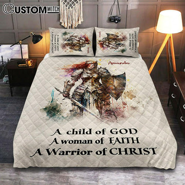 A Child Of God Personalized Quilt Bedding Set Bedroom - Christian Quilt Bedding Set Prints - Bible Verse Gift For Women Of God
