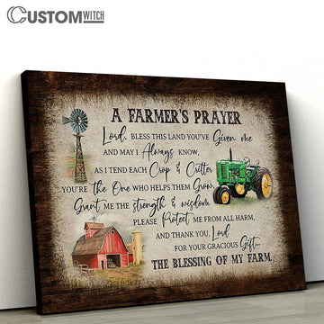 A Farmer's Prayer Electric Tricycle Red Barn Windmill Canvas Wall Art - Bible Verse Canvas - Religious Prints