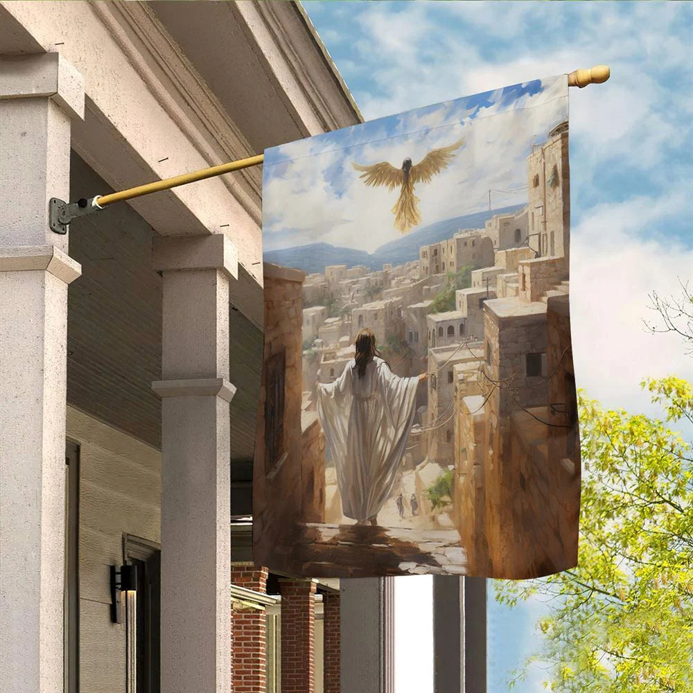 A Heavenly Journey Over Bethlehem Flag, Christian Christmas House Flag, Christmas Outdoor Decor Ideas