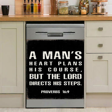 A Man&#39;S Heart Plans His Course Proverbs 16 9 Dishwasher Cover, Christian Dishwasher Magnet Cover