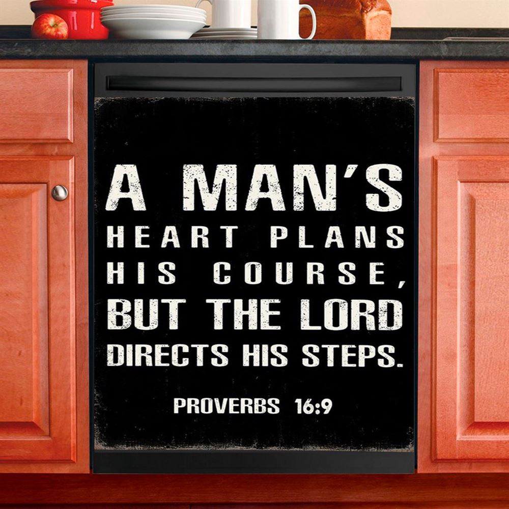 A Man&#39;S Heart Plans His Course Proverbs 16 9 Dishwasher Cover, Christian Dishwasher Magnet Cover