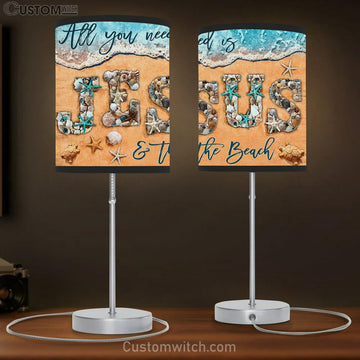 All You Need Is Jesus And The Beach Large Table Lamp Art - Christian Lamp Gift Home Decor - Religious Table Lamp Prints
