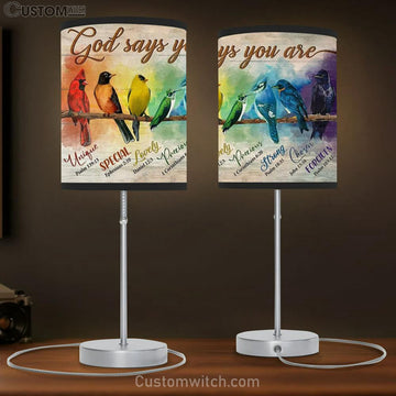 Alluring Bird, Pretty Red Cardinal, Bible Verses, Colorful Paintings, God Says You Are Table Lamp