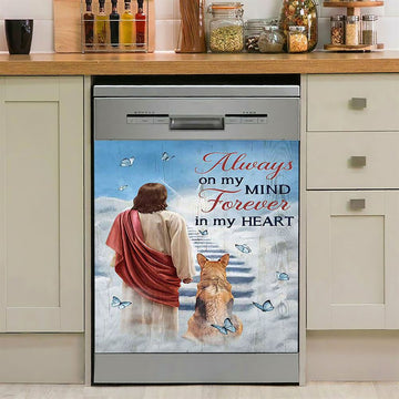 Always On My Mind Dishwasher Cover, Jesus King German Shepherd Way To Heaven Dishwasher Magnet Cover, Bible Verse Kitchen Decor