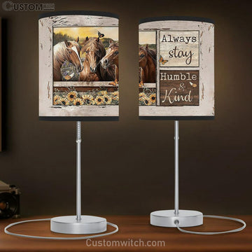 Always Stay Humble And Kind Horse On The Field Lamp Gift Table Lamp - Christian Bedroom Decor - Gifts For Horse Lovers