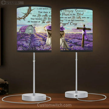 Amazing Grace Beautiful Little Girl Lavender Large Table Lamp Art - Christian Lamp Gift Home Decor - Religious Table Lamp Prints