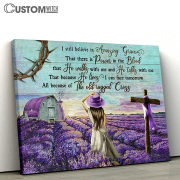 Amazing Grace Beautiful Little Girl Lavender Large Canvas Art - Christian Wall Art Home Decor - Religious Canvas Prints
