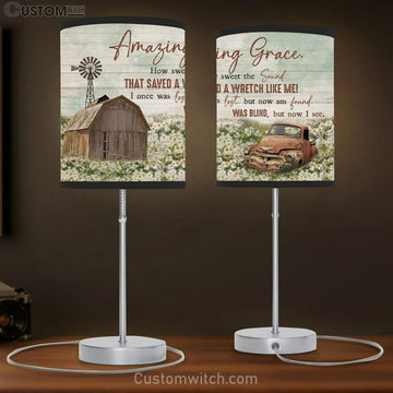 Amazing Grace How Sweet The Sound - Farmhouse Style Table Lamp Print - Christian Bedroom Decor