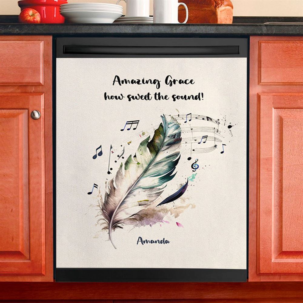 Amazing Grace How Sweet The Sound Personalized Dishwasher Cover, Christian Dishwasher Magnet Cover, Bible Verse Gift For Women Of God