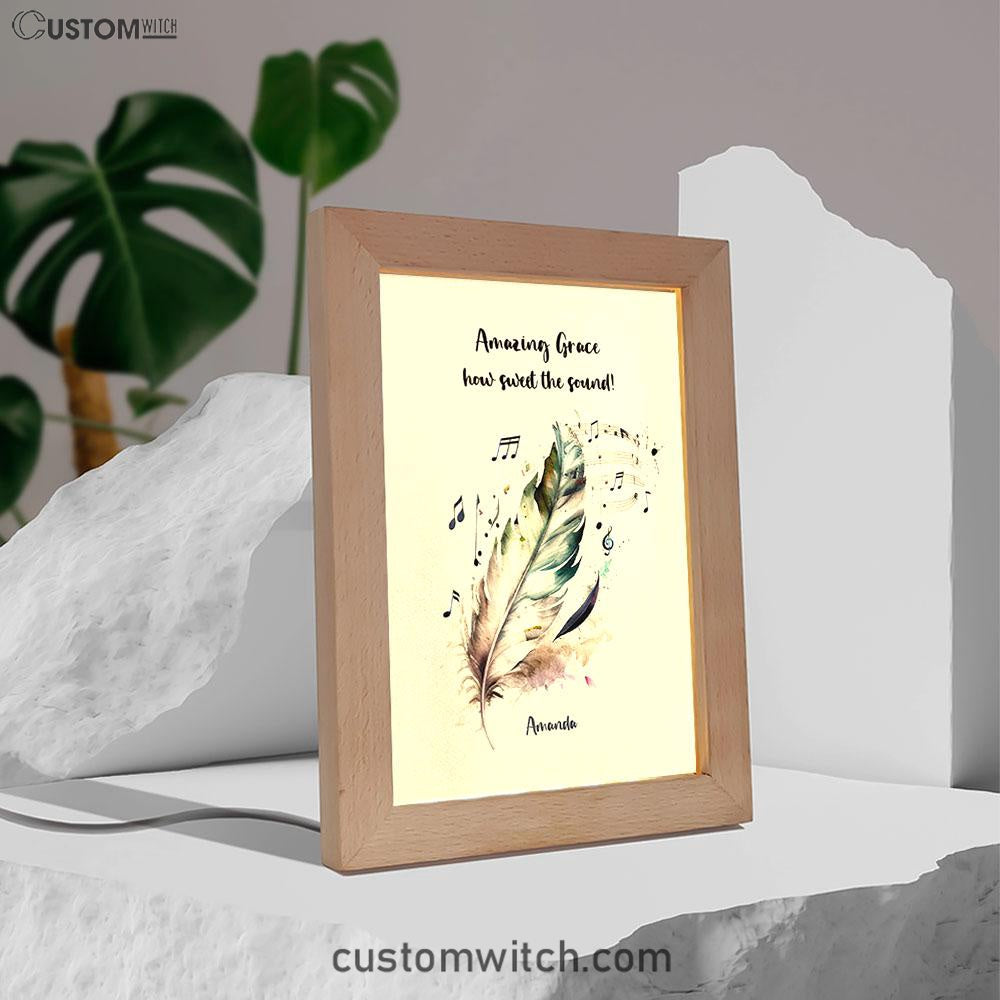 Amazing Grace How Sweet The Sound Personalized Frame Lamp Art - Christian Night Light - Bible Verse Gift For Women Of God
