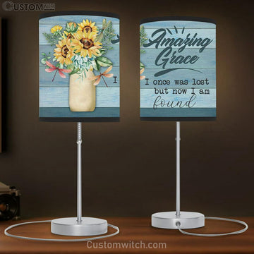 Amazing Grace I Once Was Lost But Now I Am Found Christian Table Lamp Gift Print - Christian Bedroom Decor