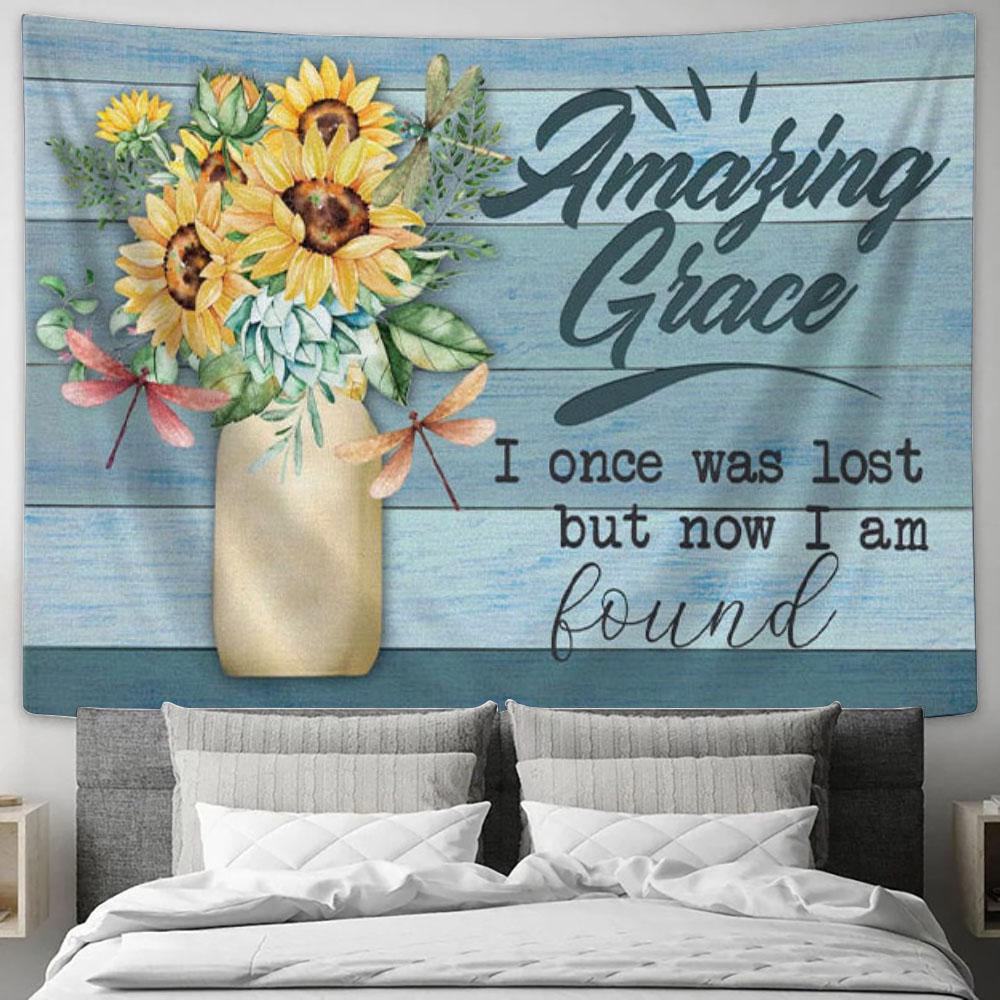 Amazing Grace I Once Was Lost But Now I Am Found Christian Tapestry Wall Art Print - Christian Wall Decor