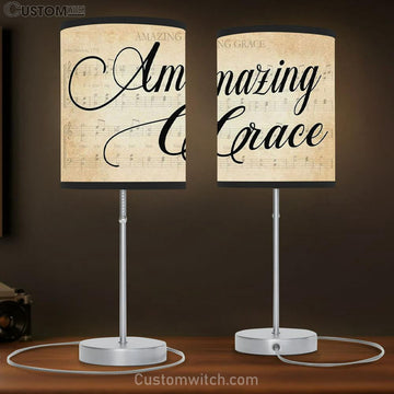 Amazing Grace Lamp Gift - Sheet Music Amazing Grace Farmhouse Table Lamp Print - Christian Bedroom Decor