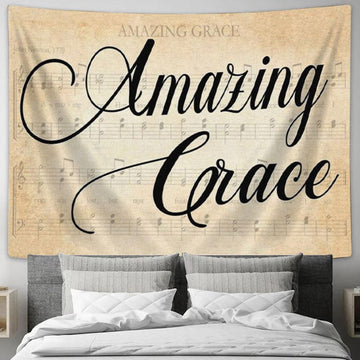 Amazing Grace Wall Art - Sheet Music Amazing Grace Farmhouse Tapestry Print - Christian Wall Decor