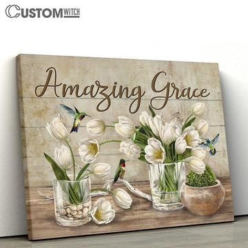 Amazing Grace White Tulip Canvas Prints - Religious Canvas Art - Christian Home Decor