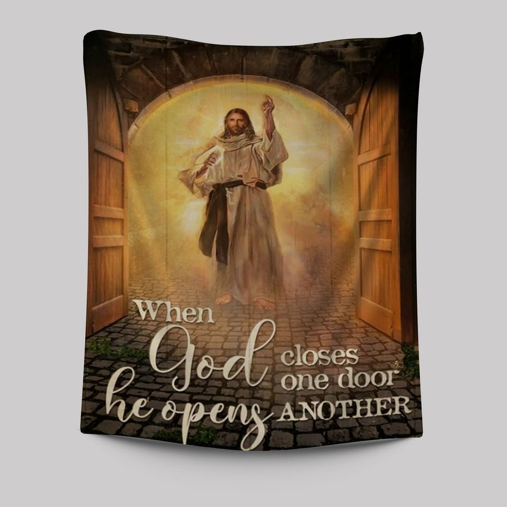 Amazing Jesus Painting, Infinite Halo, When God Closes One Door Tapestry