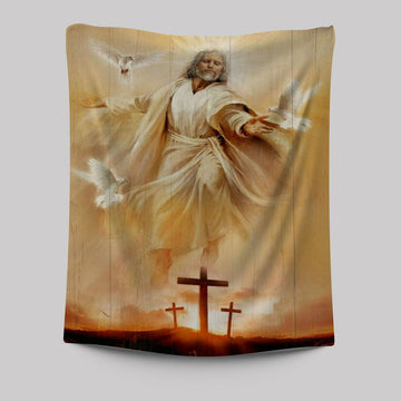 Amazing Jesus Painting, Pretty Dove Drawing, Orange Sunset Tapestry