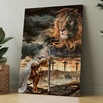 Amazing Lion, Stunning Sky, Warrior Painting, Lion Of Judah Canvas, Christmas Gift for Christian