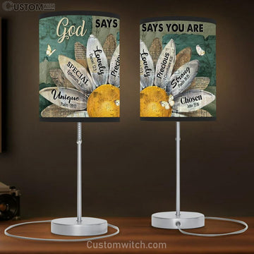 Amazing Sunflower Blue Background God Says You Are Table Lamp