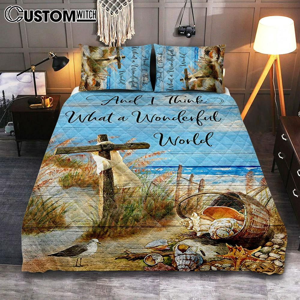 And I Think What A Wonderful World Quilt Bedding Set Bedroom - Christian Cover Twin Bedding Quilt Bedding Set - Religious Quilt Bedding Set Prints