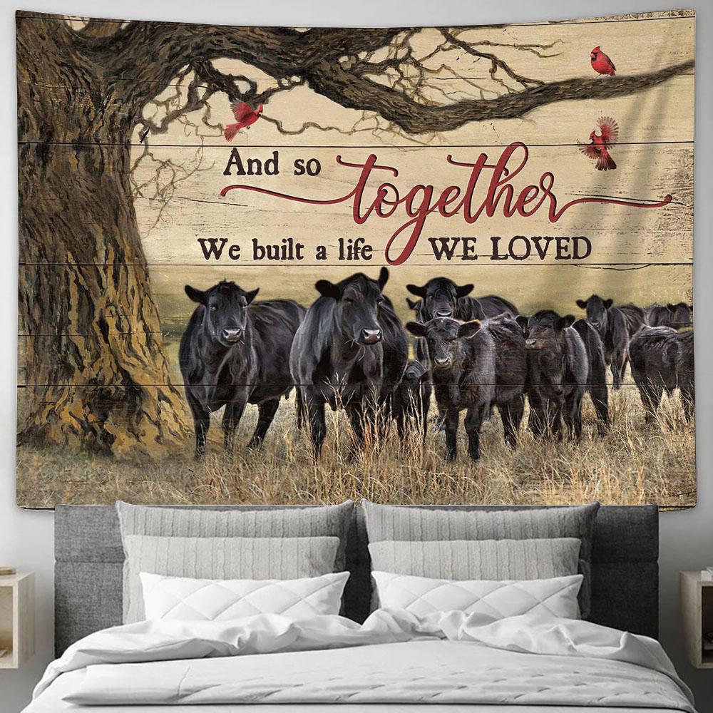 And So Together We Built A Life We Loved Cow Red Cardinal Wall Art Tapestry - Christian Wall Art - Religious Art