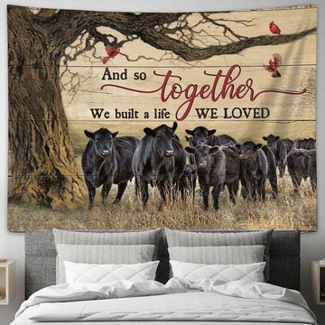And So Together We Built A Life We Loved Cow Red Cardinal Wall Art Tapestry - Christian Wall Art - Religious Art