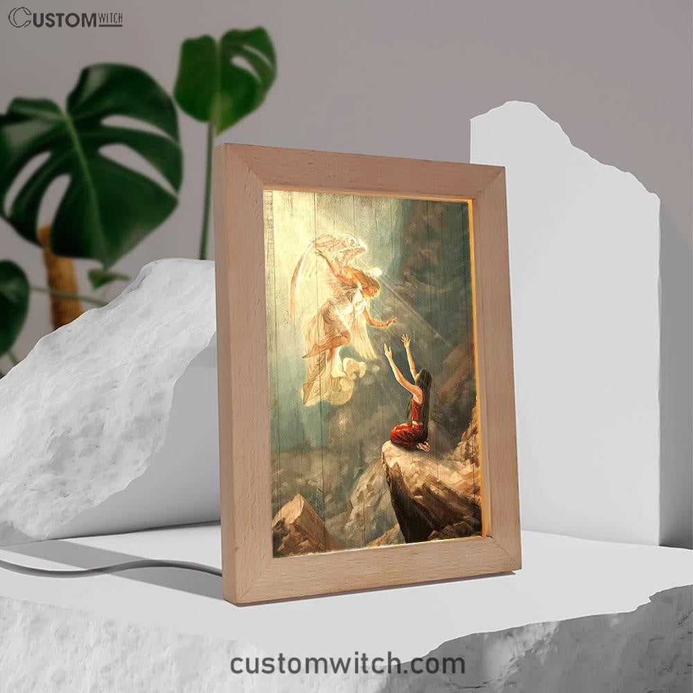 Angel The Way To Heaven Frame Lamp Art - Christian Night Light - Bible Verse Wooden Lamp