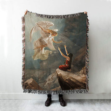 Angel The Way To Heaven Woven Throw Blanket - Christian Woven Blanket Prints - Bible Verse Woven Blanket Art