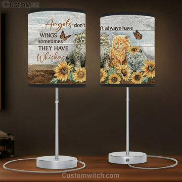 Angels Don't Always Have Wings Cat Sunflower Field Table Lamp Painting - Christian Lamp Gift - Gifts For Cat Lovers
