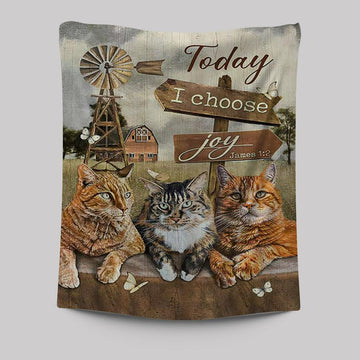 Angry Cat Windmill Today I Choose Joy Tapestry Wall Art - Christian Tapestries Prints - Bible Verse Tapestry Art