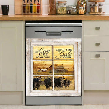 Angus Cow Live Like Someone Left The Gate Open Dishwasher Cover, Christian Dishwasher Magnet Cover