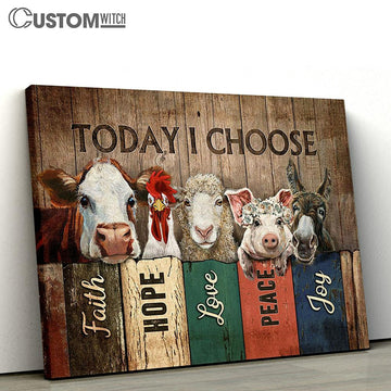 Animal farm Today I choose joy Canvas Wall Art - Bible Verse Canvas - Religious Prints