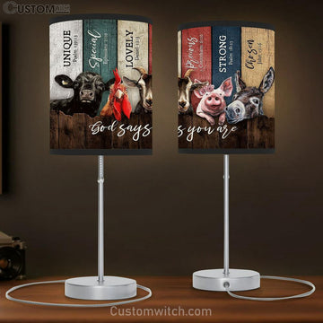Animals On Farm God Says You Are Table Lamp Gift - Bible Verse Table Lamp - Religious Bedroom Decor