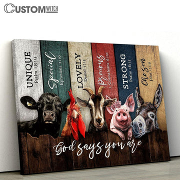 Animals On Farm God Says You Are Canvas Wall Art - Bible Verse Canvas - Religious Prints