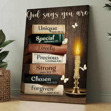 Antique Book Beautiful Night God Says You Are Canvas, Christmas Gift for Christian