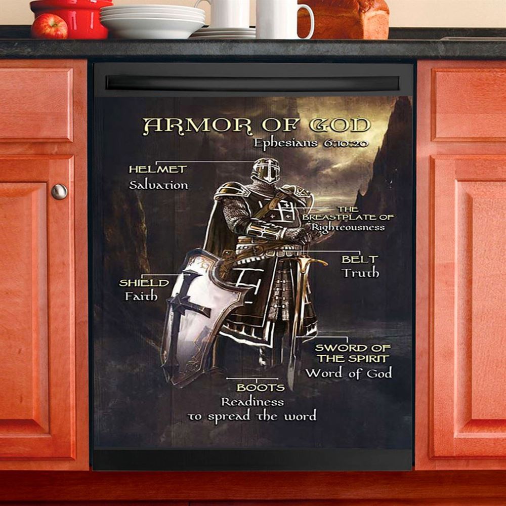 Armor Of God The Knight Of God Warrior Painting Under The Command Of God Dishwasher Cover, Christian Dishwasher Magnet Cover