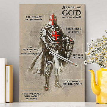 Armor Of God Warrior Jesus Faith Christian Canvas Wall Art - Christian Home Decor - Religious Art