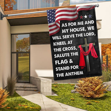 As For Me And My House We Will Serve The Lord Flag, Jesus Cross American House Flags, Christian Flag, Scripture Flag, Garden Banner