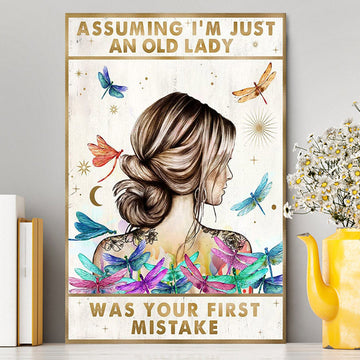 Assuming I'm Just An Old Lady Canvas - Boho-Chic Wall Art Decor - 40th 50th 60th 70th Birthday Gift For Women Bff, Grandmother Gift